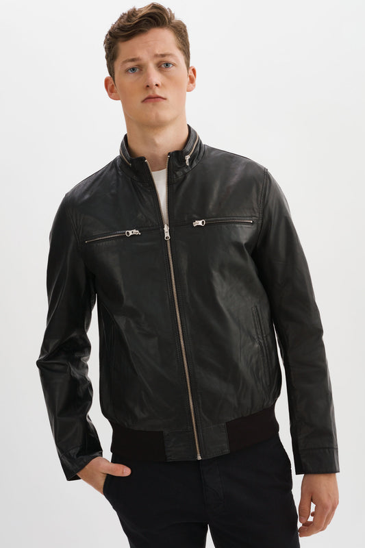 MITCHEL Black Black Reversible Leather Jacket