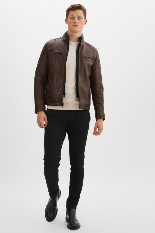 BOB Leather Jacket With Detachable Bib