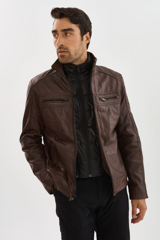 BOB Leather Jacket With Detachable Bib