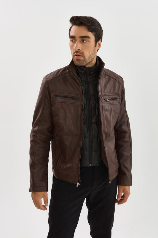 BOB Leather Jacket With Detachable Bib