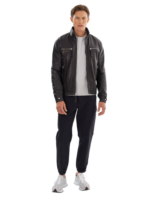 CALTON Leather Bomber Jacket