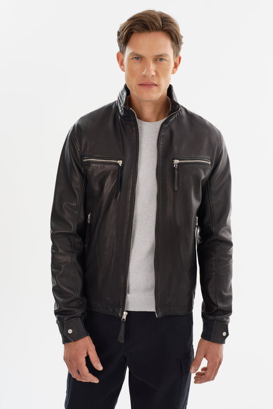 CALTON Leather Bomber Jacket