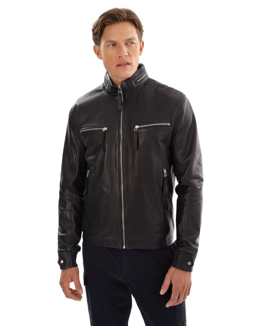 CALTON Leather Bomber Jacket