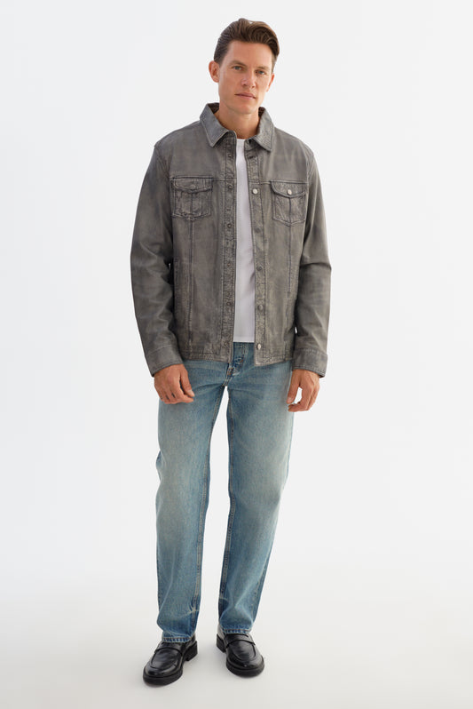 GAVI DENIM LEATHER SHIRT JACKET