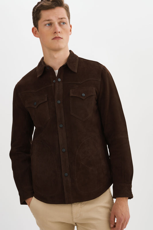 GEM Brown Western Suede Shirt