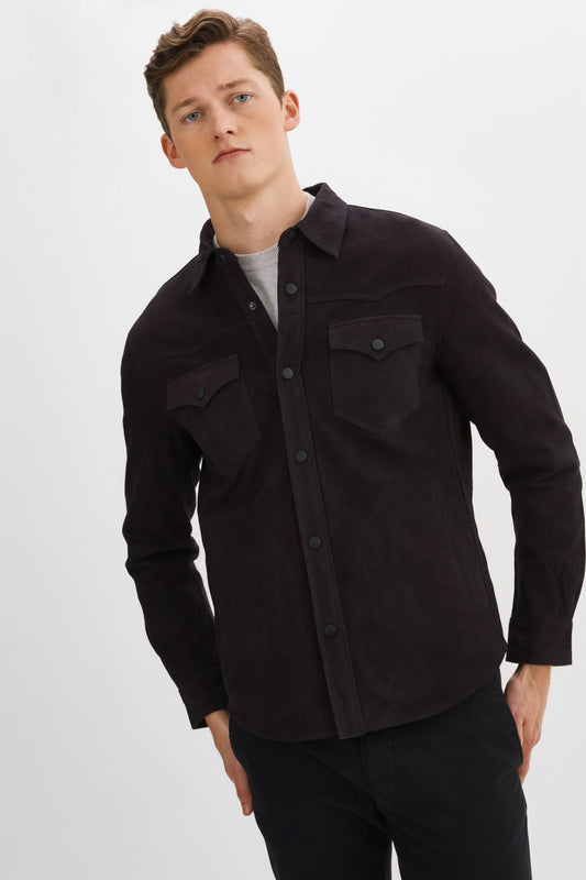 GEM Navy Western Suede Shirt