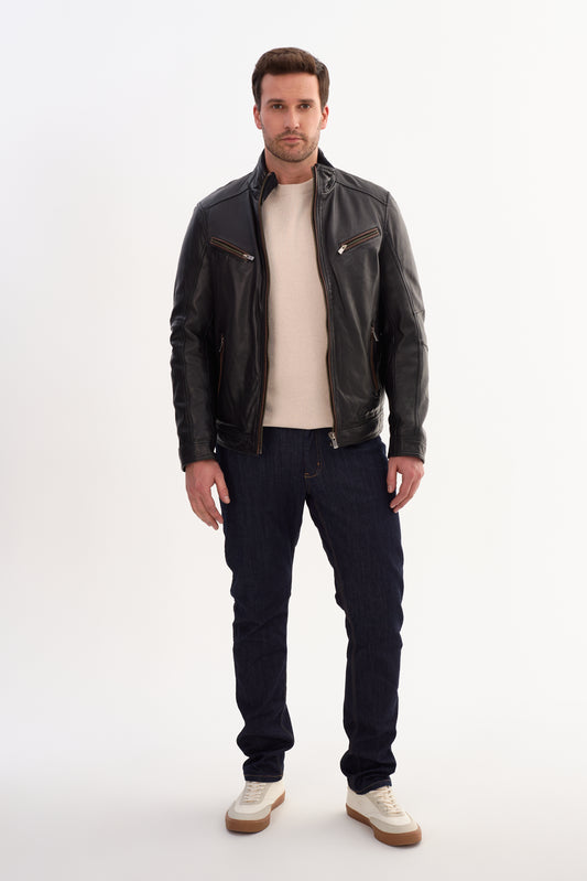 GUNNAR Leather Biker Jacket