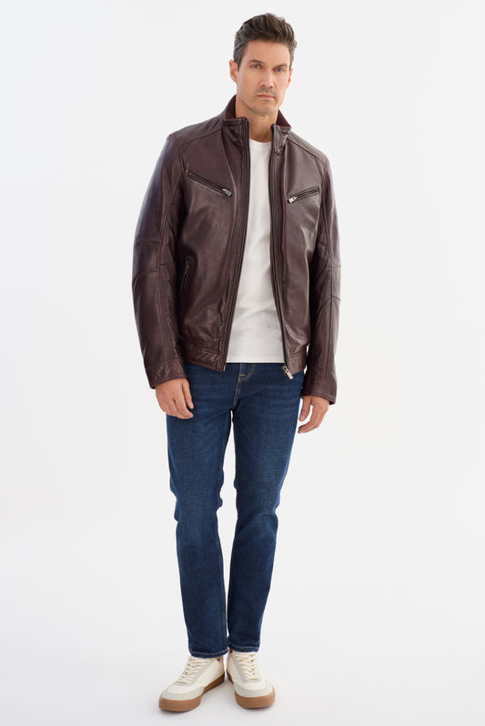 GUNNAR Leather Biker Jacket