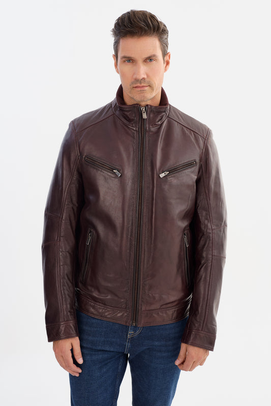 GUNNAR Leather Biker Jacket