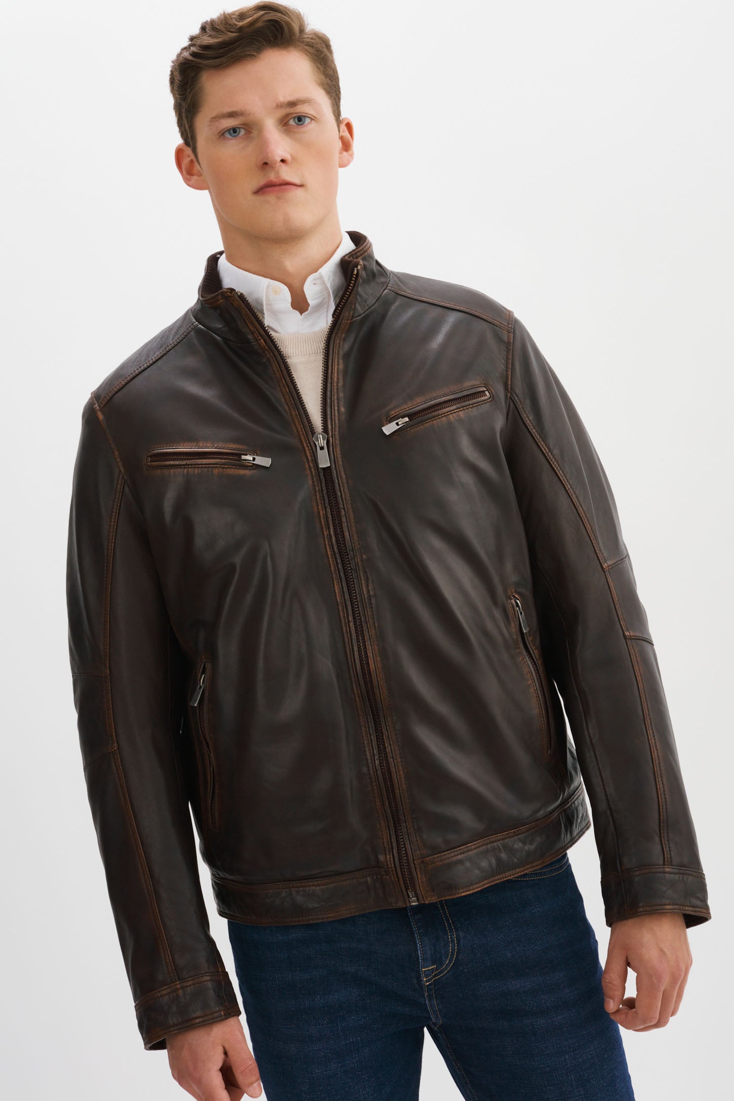 GUNNER-V Distressed Leather Jacket – REGENCY Leathers