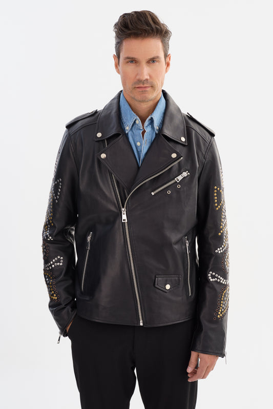 HELL STUD Leather Biker Jacket