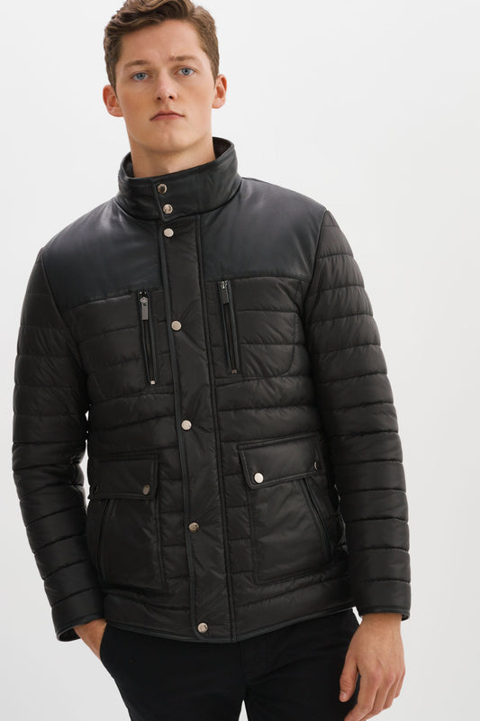 KANSAS Leather Trimmed Puffer Jacket
