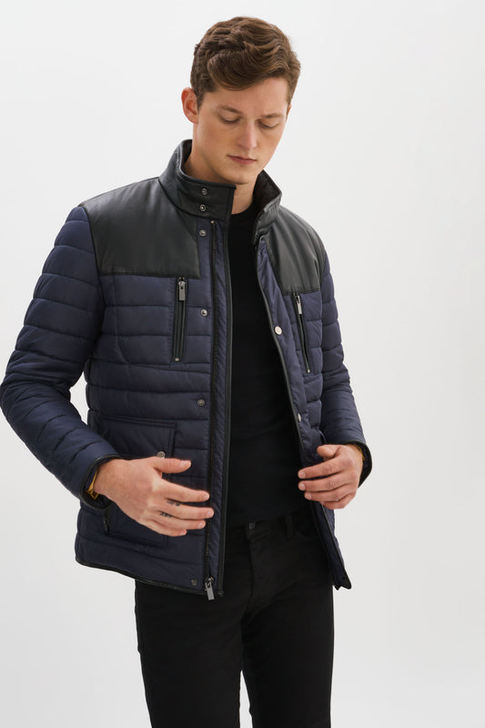 KANSAS Leather Trimmed Puffer Jacket