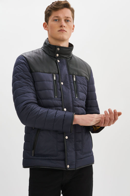 KANSAS Leather Trimmed Puffer Jacket