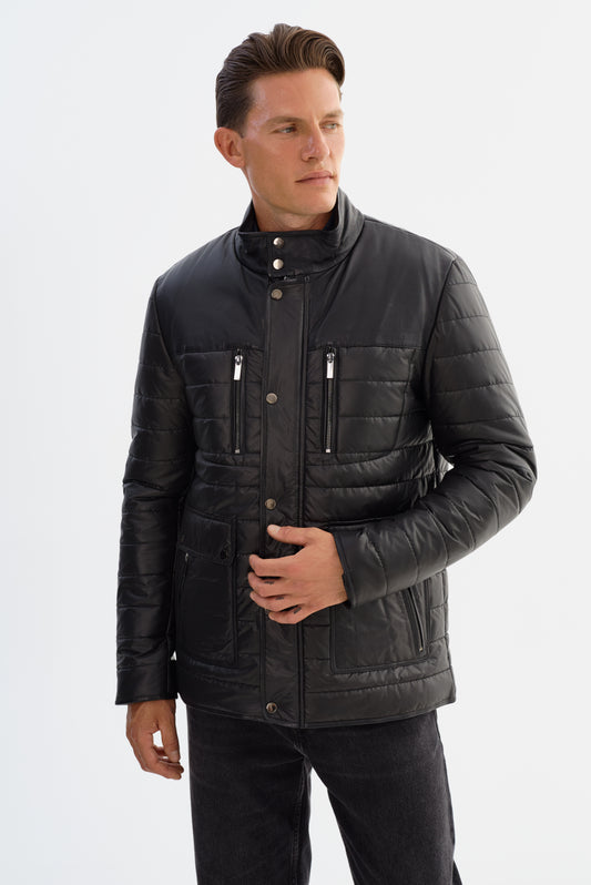 KANSAS Leather Trimmed Puffer Jacket