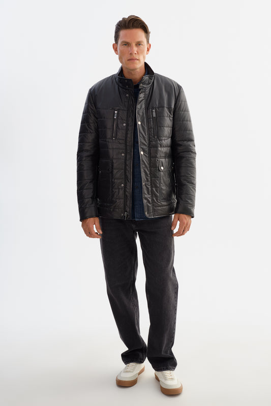 KANSAS Leather Trimmed Puffer Jacket
