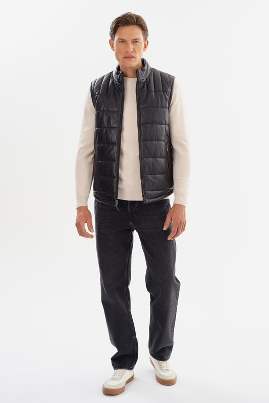 L87309-L Puffy Leather Vest