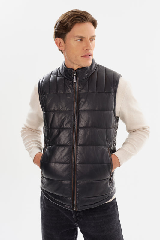 L87309-L Puffy Leather Vest