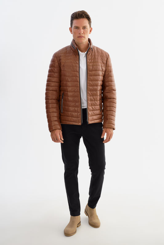 MANNER LEATHER PUFFER JACKET