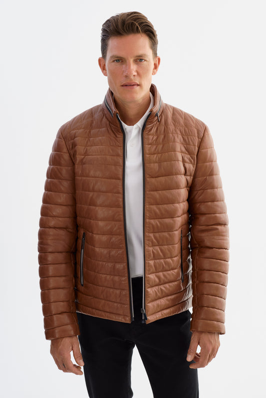 MANNER LEATHER PUFFER JACKET