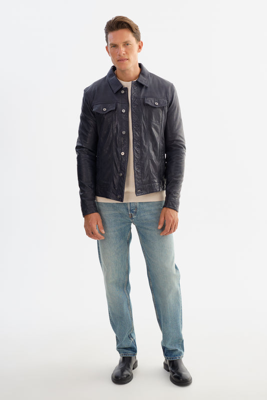 MAVRICK Leather Jean Jacket