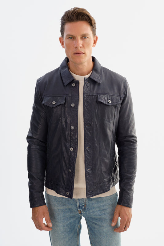 MAVRICK Leather Jean Jacket