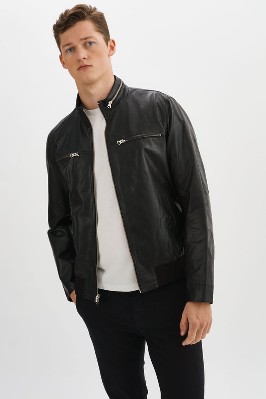 MITCHEL Black Black Reversible Leather Jacket