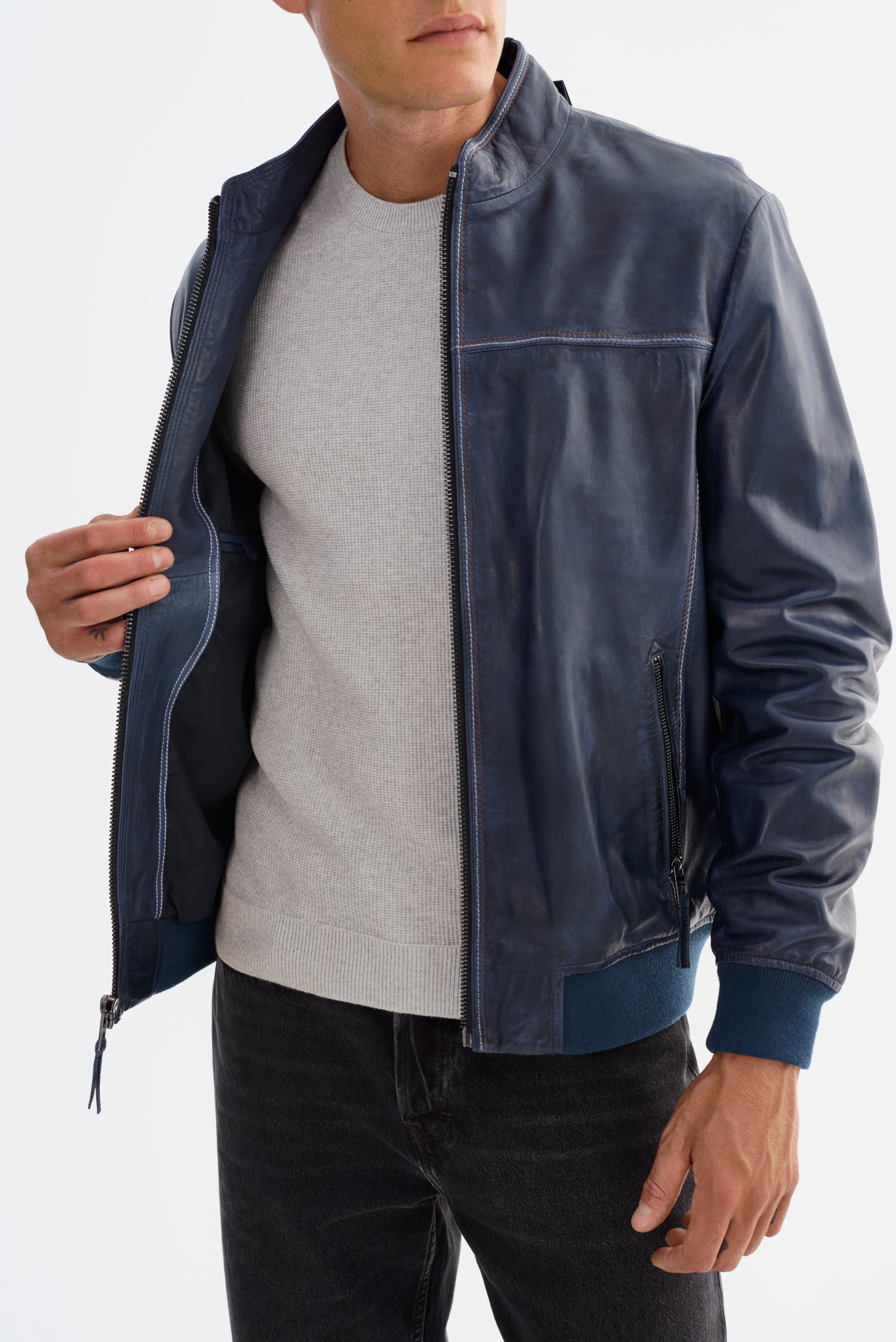NARDO Leather Bomber Jacket