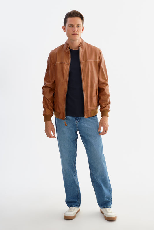 NARDO Leather Bomber Jacket