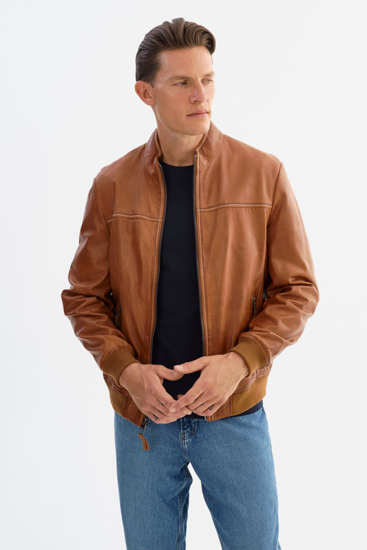 NARDO Leather Bomber Jacket