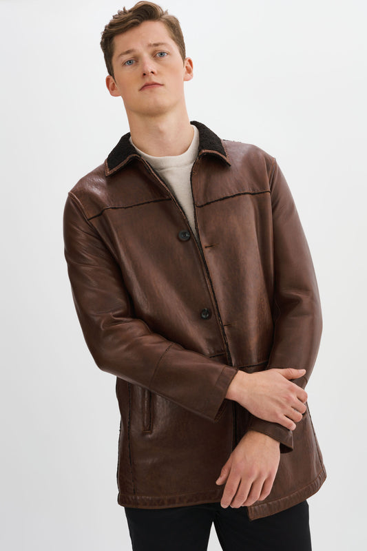 PETERSON-F Leather Jacket With Shearling