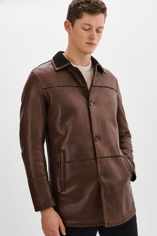 PETERSON-F Leather Jacket With Shearling