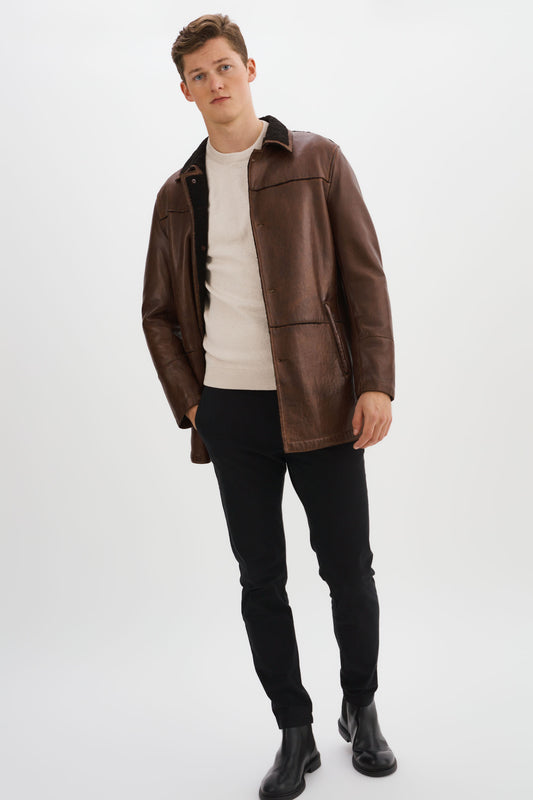 PETERSON-F Leather Jacket With Shearling
