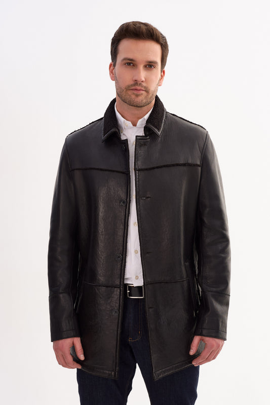 PETERSON-F Leather Jacket With Shearling