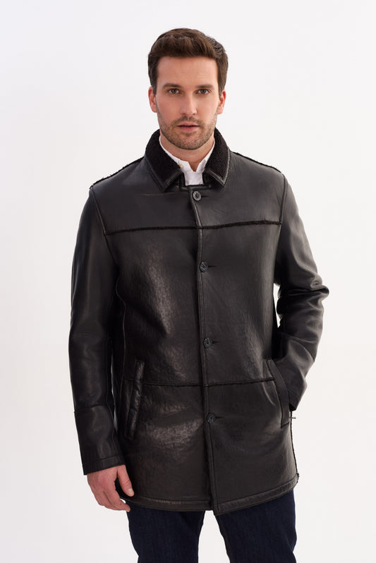 PETERSON-F Leather Jacket With Shearling