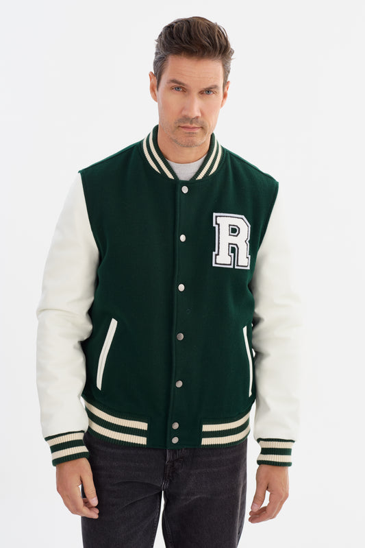 VARSITY Wool & Leather Bomber Jacket