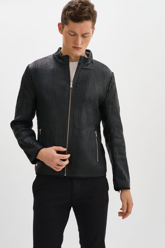 WIN Stripped Leather Jacket