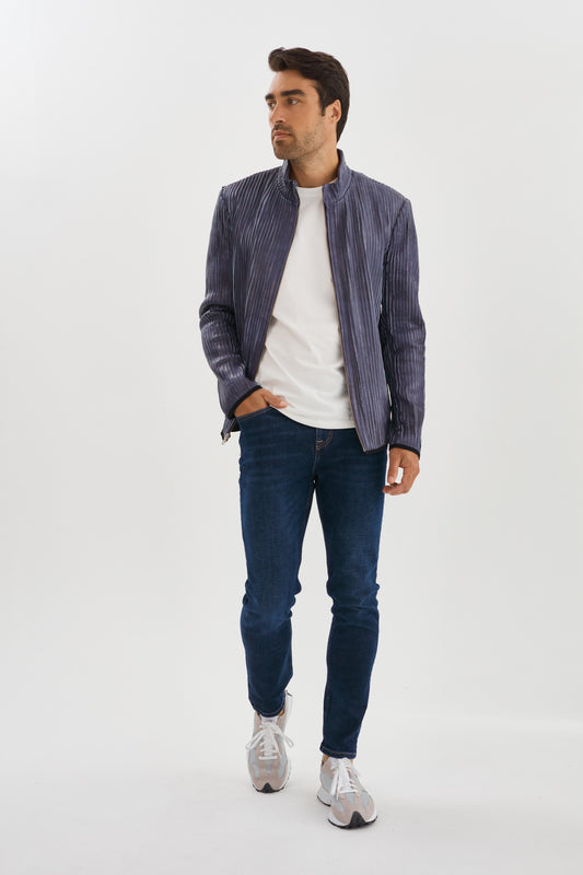WIN Stripped Leather Jacket