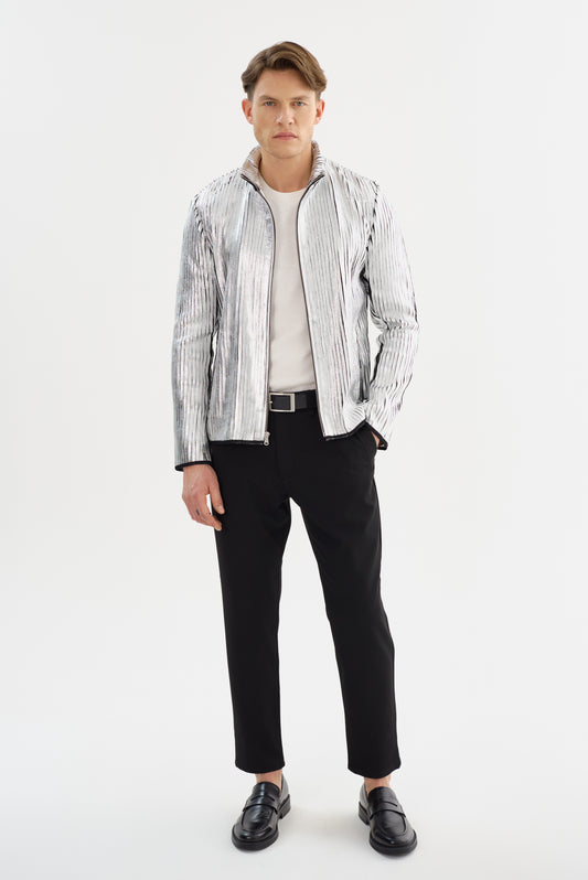 WIN Stripped Leather Jacket