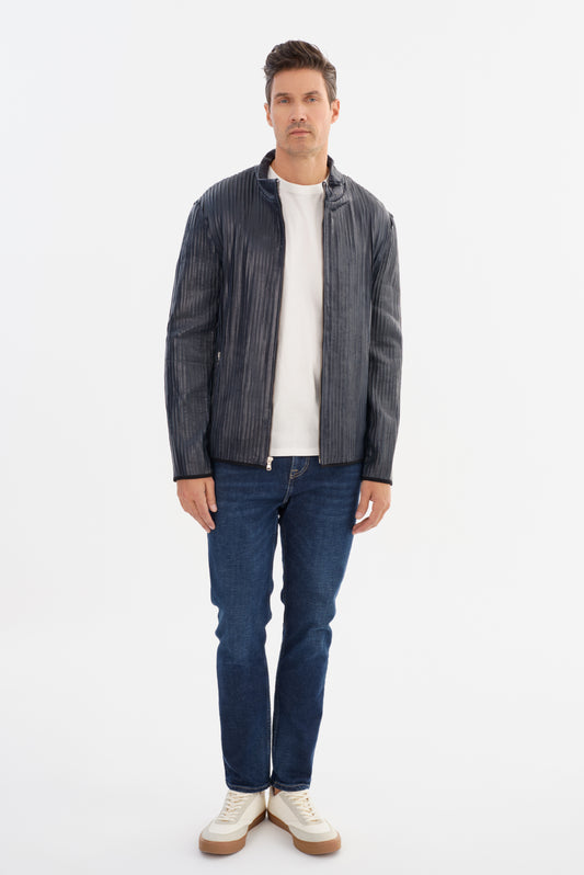 WIN Stripped Leather Jacket